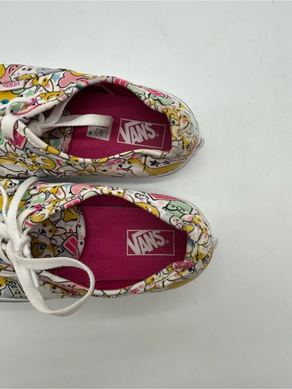 Vans Kids' Corgi Print Canvas Sneakers - Yellow/Pink size 5